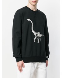 Мужской черно-белый свитер с круглым вырезом с принтом от Lanvin