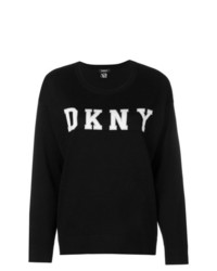 Женский черно-белый свитер с круглым вырезом с принтом от DKNY