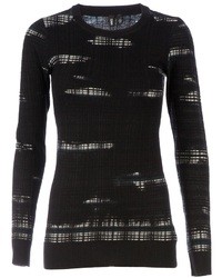 Женский черно-белый свитер с круглым вырезом с принтом от Edun