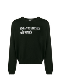 Мужской черно-белый свитер с круглым вырезом с принтом от Enfants Riches Deprimes