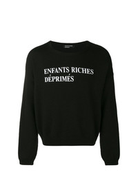 Мужской черно-белый свитер с круглым вырезом с принтом от Enfants Riches Deprimes