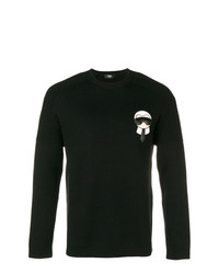 Мужской черно-белый свитер с круглым вырезом с принтом от Fendi