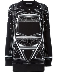 Женский черно-белый свитер с круглым вырезом с принтом от Givenchy