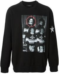 Мужской черно-белый свитер с круглым вырезом с принтом от Givenchy