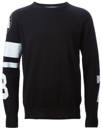 Мужской черно-белый свитер с круглым вырезом с принтом от Golden Goose Deluxe Brand