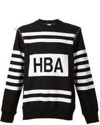 Мужской черно-белый свитер с круглым вырезом с принтом от Hood by Air
