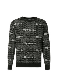 Мужской черно-белый свитер с круглым вырезом с принтом от Hysteric Glamour