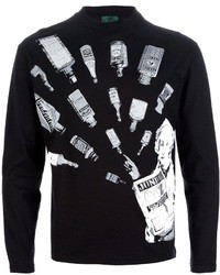 Мужской черно-белый свитер с круглым вырезом с принтом от Jean Paul Gaultier