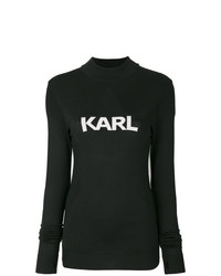 Женский черно-белый свитер с круглым вырезом с принтом от Karl Lagerfeld