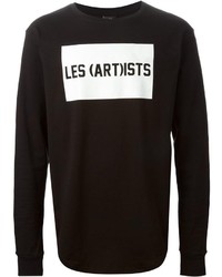 Мужской черно-белый свитер с круглым вырезом с принтом от Les (Art)ists