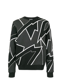 Мужской черно-белый свитер с круглым вырезом с принтом от Les Hommes Urban