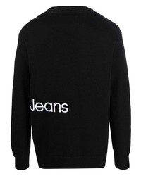 Мужской черно-белый свитер с круглым вырезом с принтом от Calvin Klein Jeans