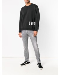 Мужской черно-белый свитер с круглым вырезом с принтом от DSQUARED2