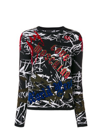 Женский черно-белый свитер с круглым вырезом с принтом от Love Moschino