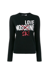 Женский черно-белый свитер с круглым вырезом с принтом от Love Moschino