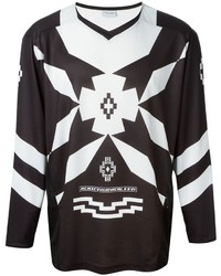 Мужской черно-белый свитер с круглым вырезом с принтом от Marcelo Burlon County of Milan