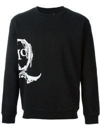 Мужской черно-белый свитер с круглым вырезом с принтом от McQ by Alexander McQueen