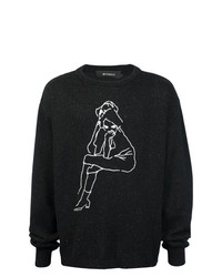 Мужской черно-белый свитер с круглым вырезом с принтом от Misbhv