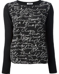 Женский черно-белый свитер с круглым вырезом с принтом от Moschino Cheap & Chic