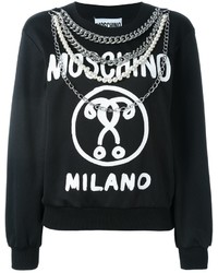 Женский черно-белый свитер с круглым вырезом с принтом от Moschino