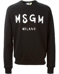 Мужской черно-белый свитер с круглым вырезом с принтом от MSGM