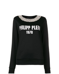 Женский черно-белый свитер с круглым вырезом с принтом от Philipp Plein