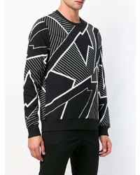 Мужской черно-белый свитер с круглым вырезом с принтом от Les Hommes Urban