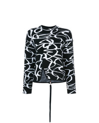 Женский черно-белый свитер с круглым вырезом с принтом от Proenza Schouler