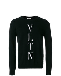 Мужской черно-белый свитер с круглым вырезом с принтом от Valentino