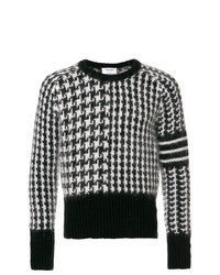 Черно-белый свитер с круглым вырезом с узором "гусиные лапки"