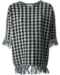 Женский черно-белый свитер с круглым вырезом с узором "гусиные лапки" от Stella McCartney
