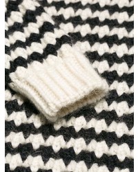 Женский черно-белый свитер с круглым вырезом с узором "гусиные лапки" от Saint Laurent