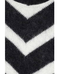 Женский черно-белый свитер с круглым вырезом с узором зигзаг от Balmain