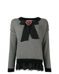 Женский черно-белый свитер с круглым вырезом с украшением от Twin-Set