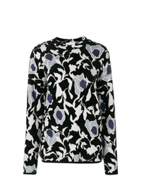 Женский черно-белый свитер с круглым вырезом с цветочным принтом от Christian Wijnants
