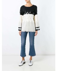 Женский черно-белый свитер с круглым вырезом от Aviu