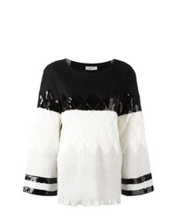 Женский черно-белый свитер с круглым вырезом от Aviu