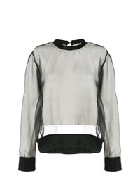 Женский черно-белый свитер с круглым вырезом от Comme Des Garçons Noir Kei Ninomiya