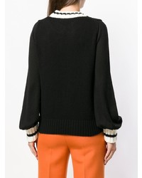 Женский черно-белый свитер с круглым вырезом от Moncler