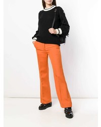 Женский черно-белый свитер с круглым вырезом от Moncler