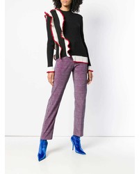 Женский черно-белый свитер с круглым вырезом от MSGM