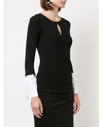 Женский черно-белый свитер с круглым вырезом от Paule Ka