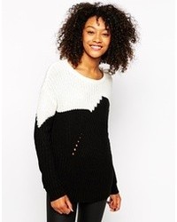 Женский черно-белый свитер с круглым вырезом от Vero Moda
