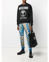 Мужской черно-белый свитшот с принтом от Moschino