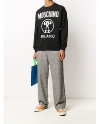 Мужской черно-белый свитшот с принтом от Moschino