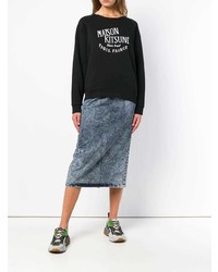 Женский черно-белый свитшот с принтом от MAISON KITSUNE