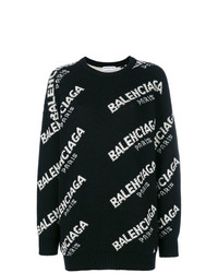 Черно-белый свободный свитер с принтом от Balenciaga