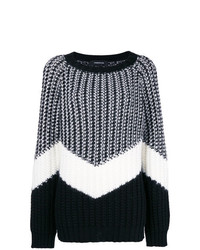Черно-белый свободный свитер с принтом от Barbara Bui