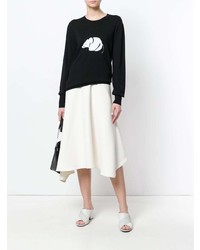 Черно-белый свободный свитер с принтом от Loewe