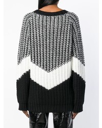 Черно-белый свободный свитер с принтом от Barbara Bui